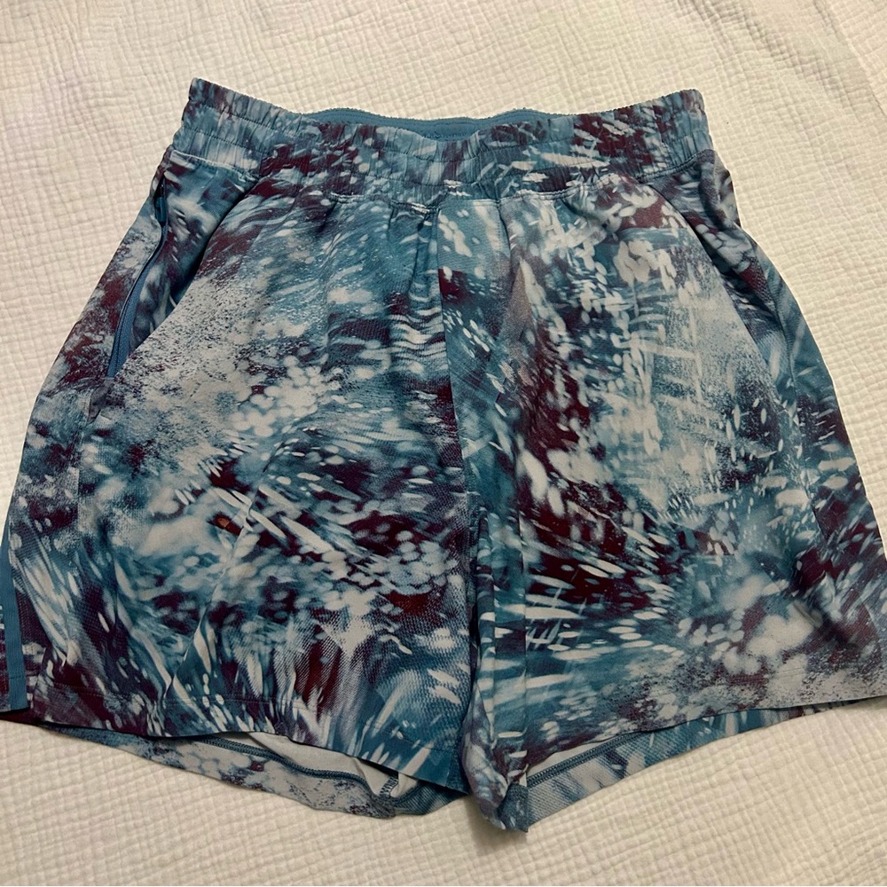 Lululemon Men’s Blue Patterned Running Athletic Shorts Sz S Small